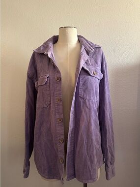 Forever 21 Lavender Corduroy Button-Down Shirt Jacket
